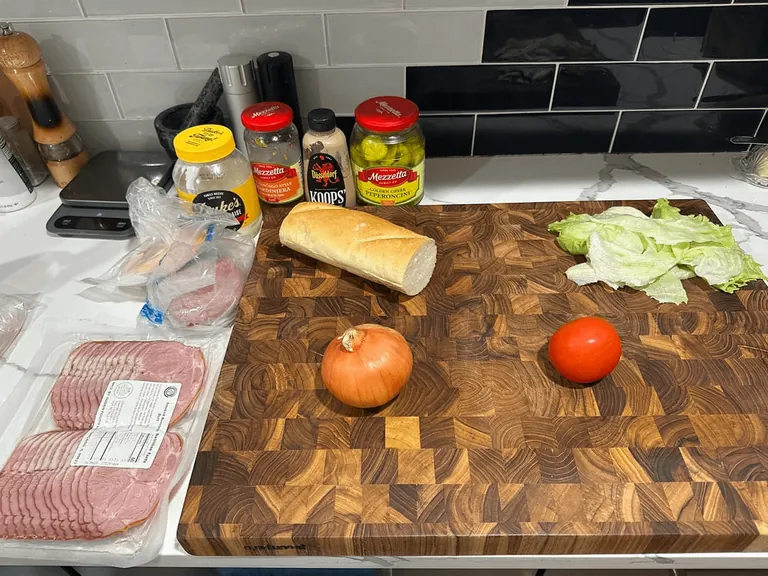 [homemade] pork butt and salami sub