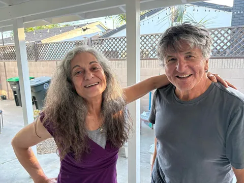 UPDATE: original post of my mom and her friend in high school in 1975, followed by a photo of the two of them today. 50 years later, still besties