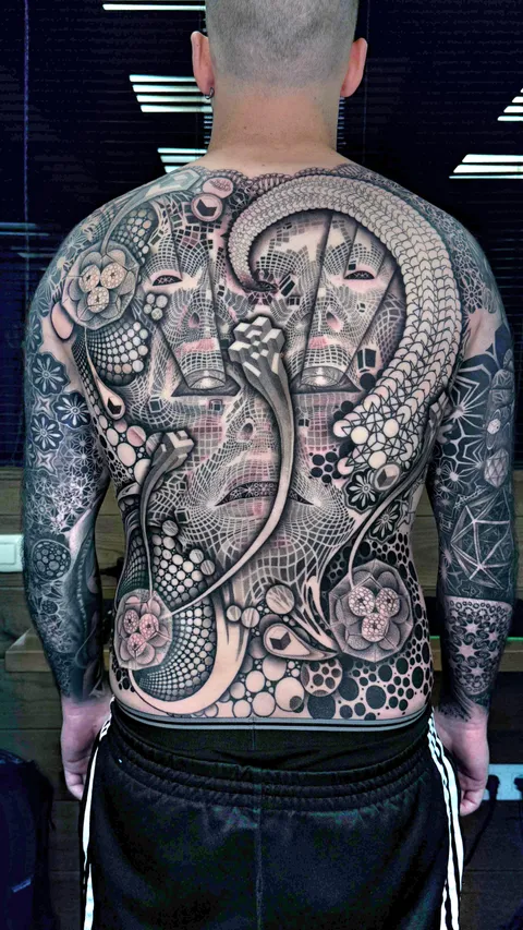 Fractals full back piece by Eric Stricker. Valencia, Spain.