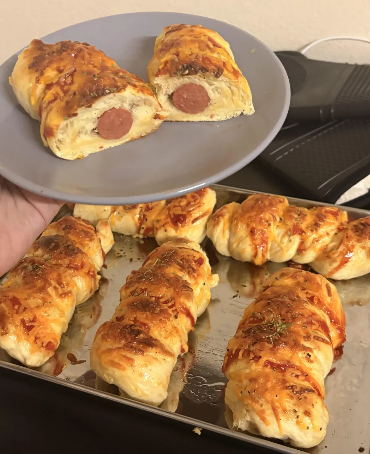[Homemade] Milk bread wrapped cheese dogs