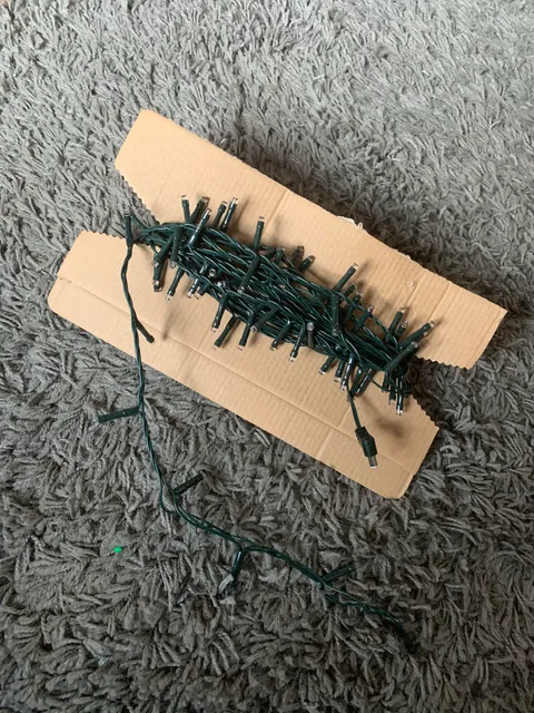 Wrap your Christmas lights up on cardboard. No more untangling cables next year.