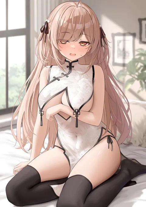 Wearing a sexy qipao