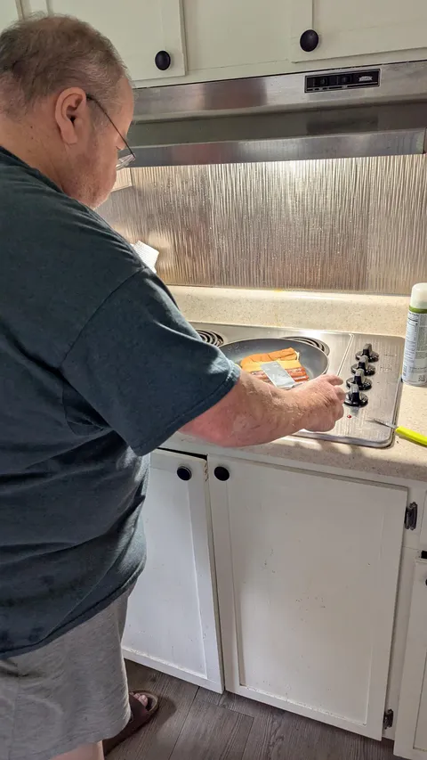 My father hasn't cooked since his Alzheimer's diagnosis ~2 years ago. Today he helped make hot dogs!