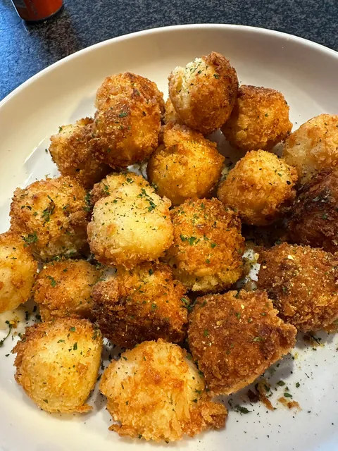 First time trying fried riceballs (and honey chicken) [homemade]