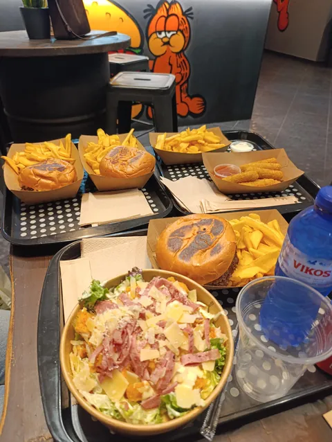 [I ate] a double smash cheeseburger in a Garfield themed restaurant