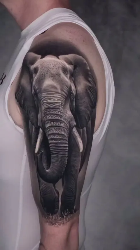 Elephant Healed tattoo done by Jose Contreras (Me) at Private Studio in Texas.