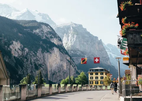 The first thing you see getting off the train in Lauterbrunnen Valley, Switzerland