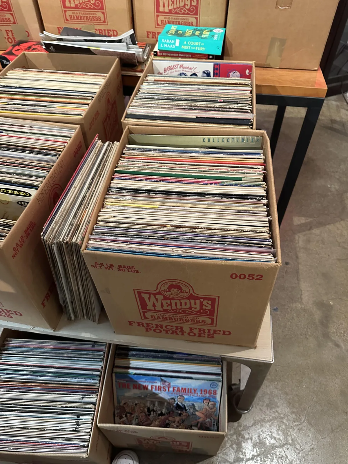 Somewhere along the way someone discovered that Wendy’s Fries boxes are perfect record storage.