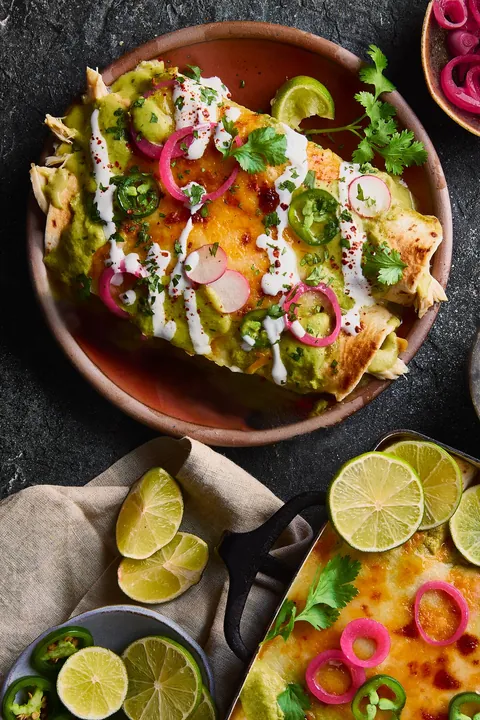Green Chicken and Cheese Enchiladas