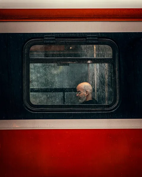ITAP of a man on a streetcar