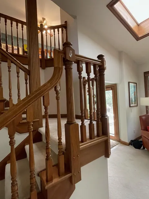 Reduce visual weight (lotsa wood)