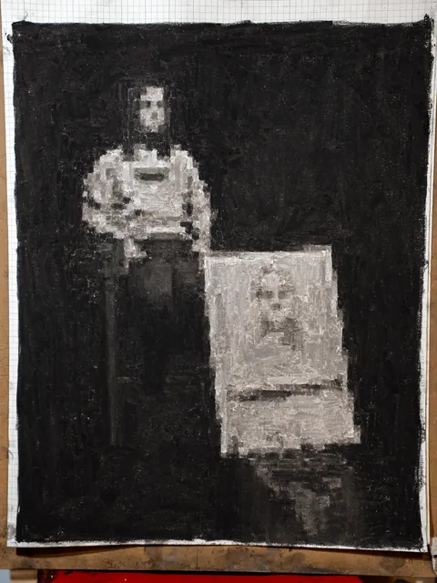 Some charcoal pixelart on graph paper