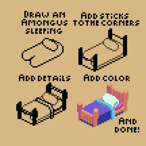 How to draw a bed, in 4 easy steps!