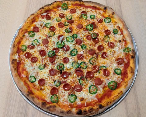 [homemade] 20" NY Style Pepperoni, Jalapeno and Onion