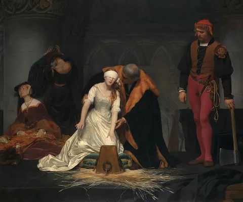The Execution of Lady Jane Gray,Hippolyte-Paul Delaroche,Oil painting on canvas,1833