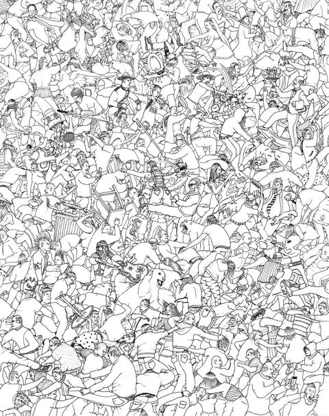 The Brawl. Ink on paper. By me. 11x14 inches.