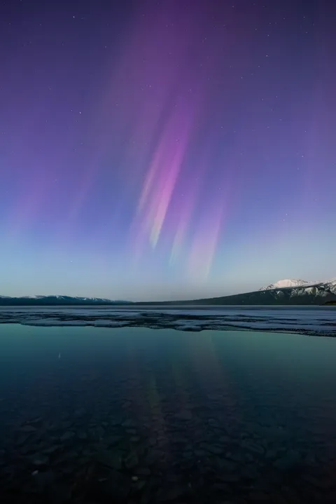 Aurora reflecting off Kluane Lake in the Yukon, Canada [3873x5802] [OC]