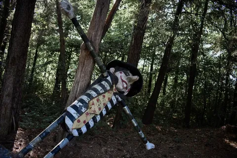 Someone left a 7ft statue of the hamburglar in the middle of the forest