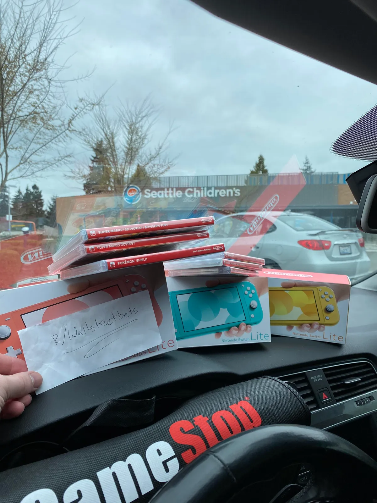 Inspired by many others, I hit a few GameStop’s and got some Switch’s, games, etc to donate to my local Children’s Hospital. Thanks WSB, we like the stock!