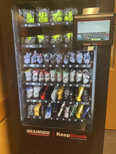 Employee breakroom has a vending machine with tools instead of snacks