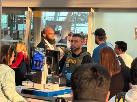 [OC] ICE is actually manning the security check in at JFK