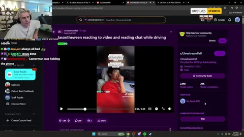 xQc on Twitch not punishing streamers driving: “what if it’s your mom’s last day in life because some streamer was reading chat”