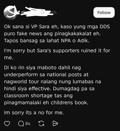 Mga tao namumulat na mata sa propaganda ng DDS kay VP Sara Duterte