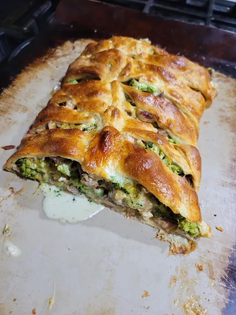 The Classic chicken and broccoli braided bread.