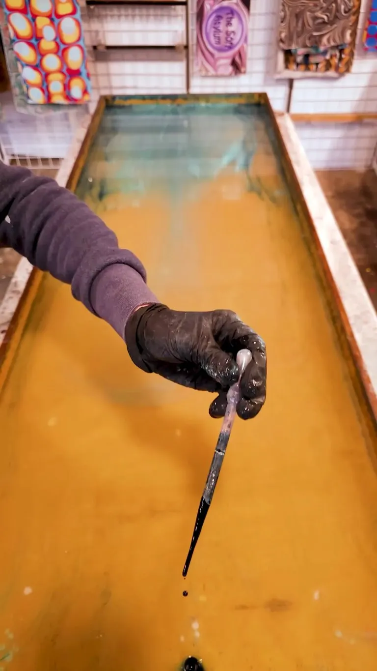 Turquoise Bouquet Pattern Created via Water Marbling