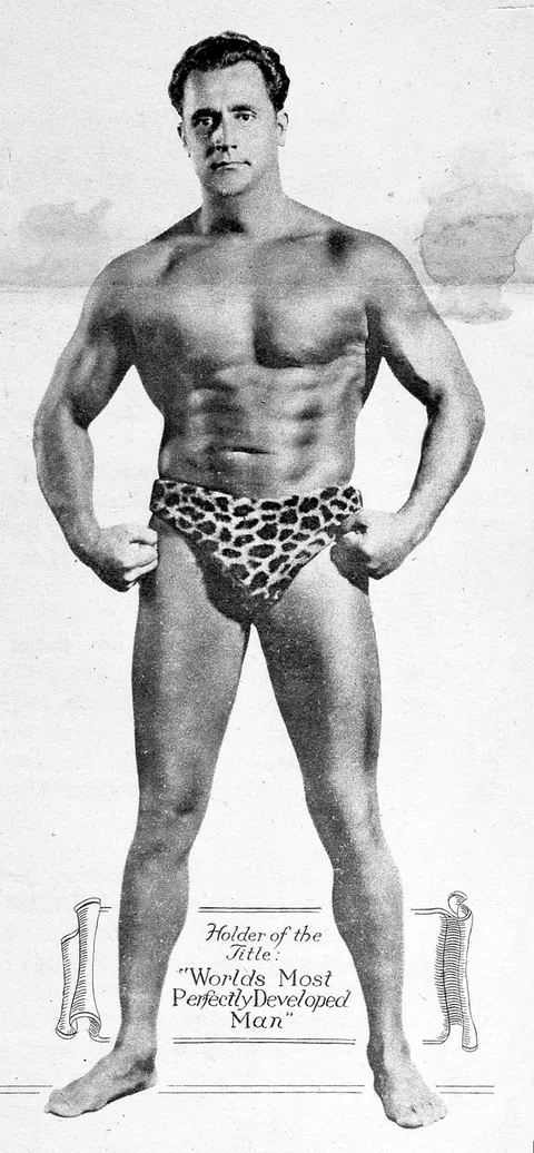 Charles Atlas, considered father of modern fitness with his prime measurements, at one point called the most perfect developt man, photos circa late 1920s, 1930s.