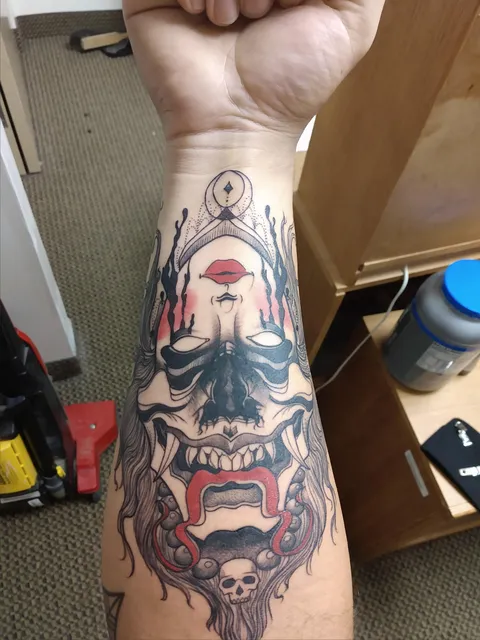 Dual face by Karly at Bespoke Custom Tattoo in Honolulu, HI.