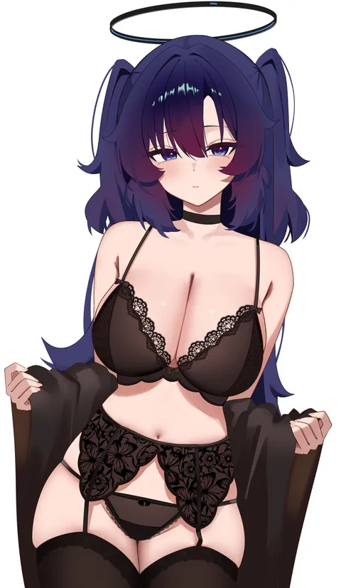 Yuuka in lace-trimmed bra and garter belt (MCBOX「ハコ」 / MCBOX / Hakosan999)