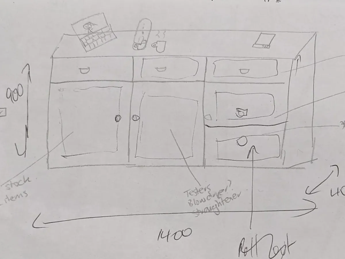 From a scribble on a piece of paper to the final product. Wife was happy in the end.