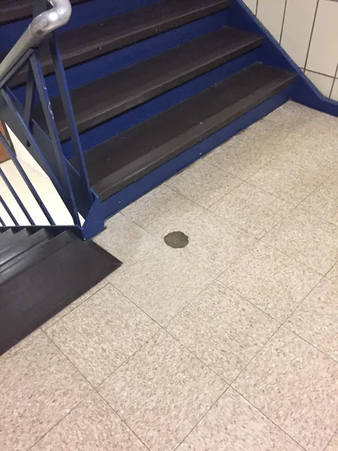 This spot in my high school where people pivot on the stairs