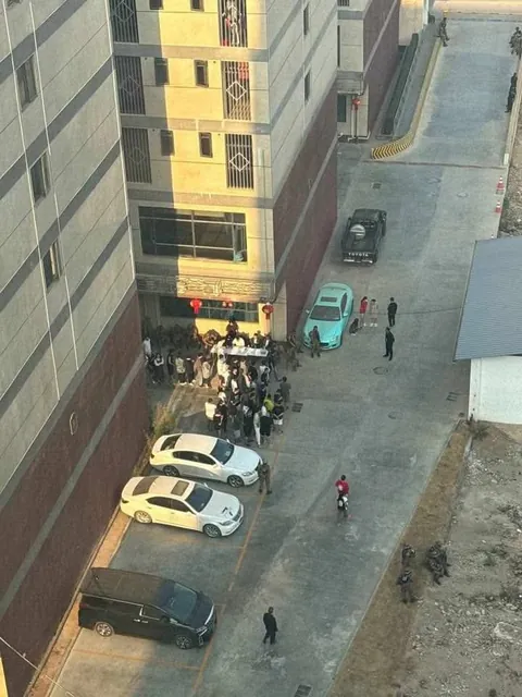 Karen National Army (KNA) troops conduct raids on Chinese telecom scam compounds, casinos, hotels and KTVs in Shwe Kokko, Myawaddy Township, Myanmar. Hundreds have been detained or deported to Thailand as part of the crackdown in February 2025, since they originally entered Myanmar through Thailand.