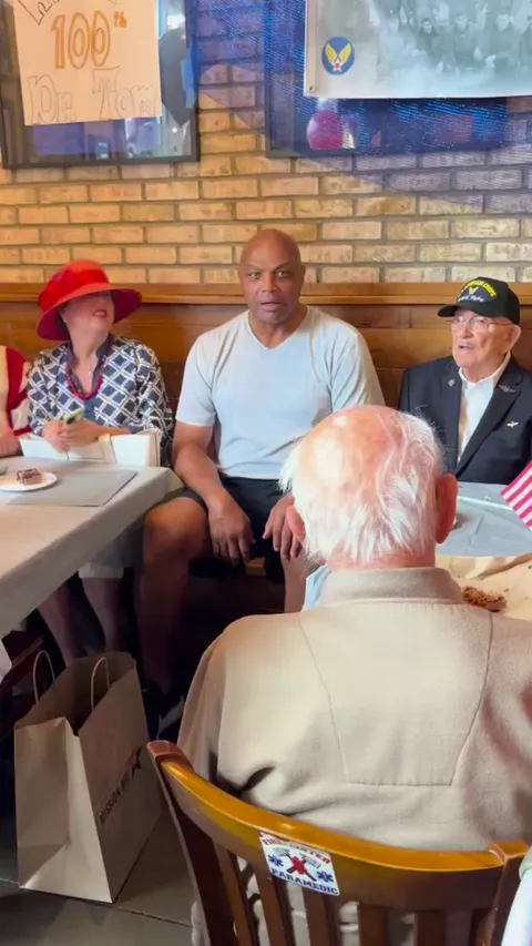 We’re celebrating my great uncle’s 100th birthday. Look who showed up. My dad’s uncle is on the right. 
