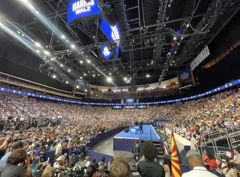 Harris and Walz set a record for the largest rally in Arizona, packing a 20,000 arena in Phoenix. 