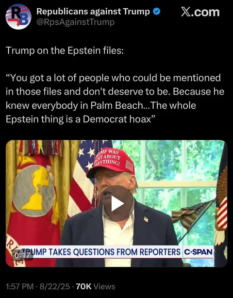 “Epstein is a democrat hoax” 🙄🙄