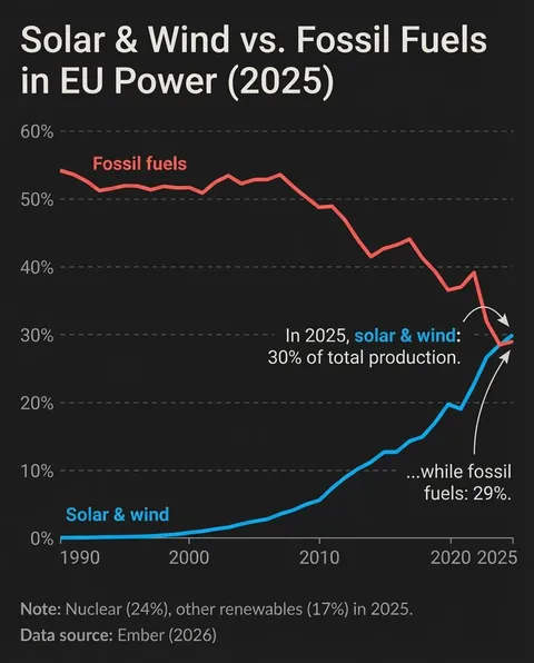 [OC] Solar &amp; Wind vs. Fossil Fuels in EU