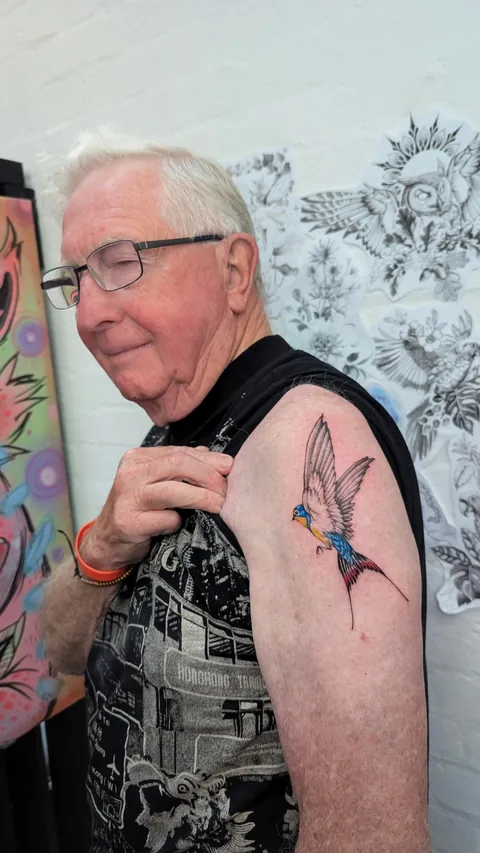 First tattoo for Bob, 86 , by Flavia Verda, Bristol UK