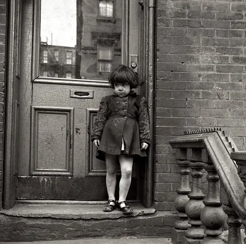 Girl at stoop, New York City, ca. 1946 - by Sonia Handelman Meyer. 