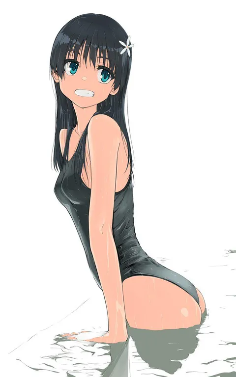 Saten's sleek yet shapely form Emerging from The Pool!