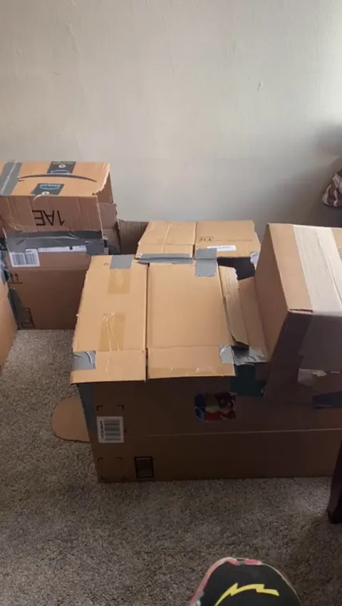 Spent two hours making a fort for her and she chooses the scrap material instead