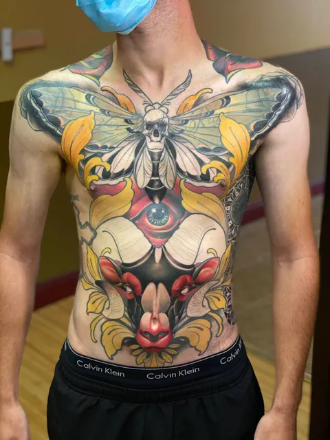 Progress on my front piece by Josh Payne at Ascend Gallery in Cortland, NY