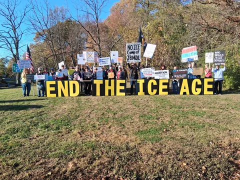 [OC] END THE ICE AGE - Protest by our friends of the Fort Dix Resistance Brigade