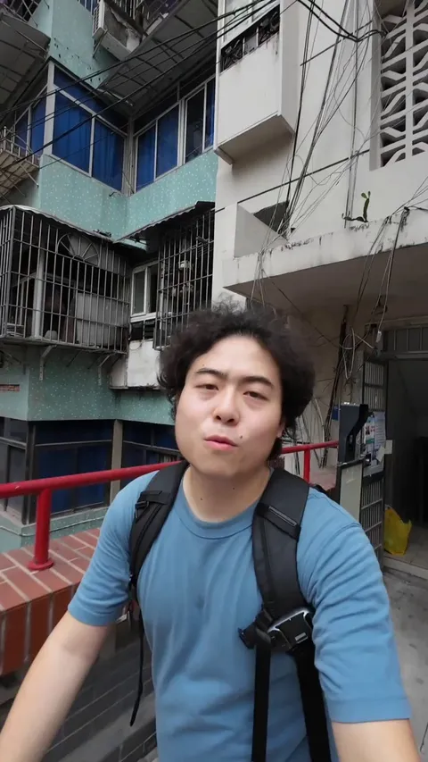 A man shows his commute to work in Chongqing.