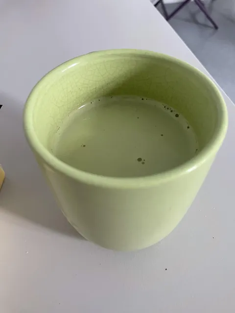 My instant matcha latte was the exact same shade of green as the mug I was drinking it from