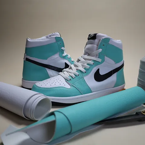 A handmade pair of Jordan 1 highs I just finished up using upholstery vinyl. 