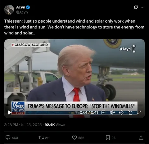 President of the United States perplexed by the complexities of batteries.