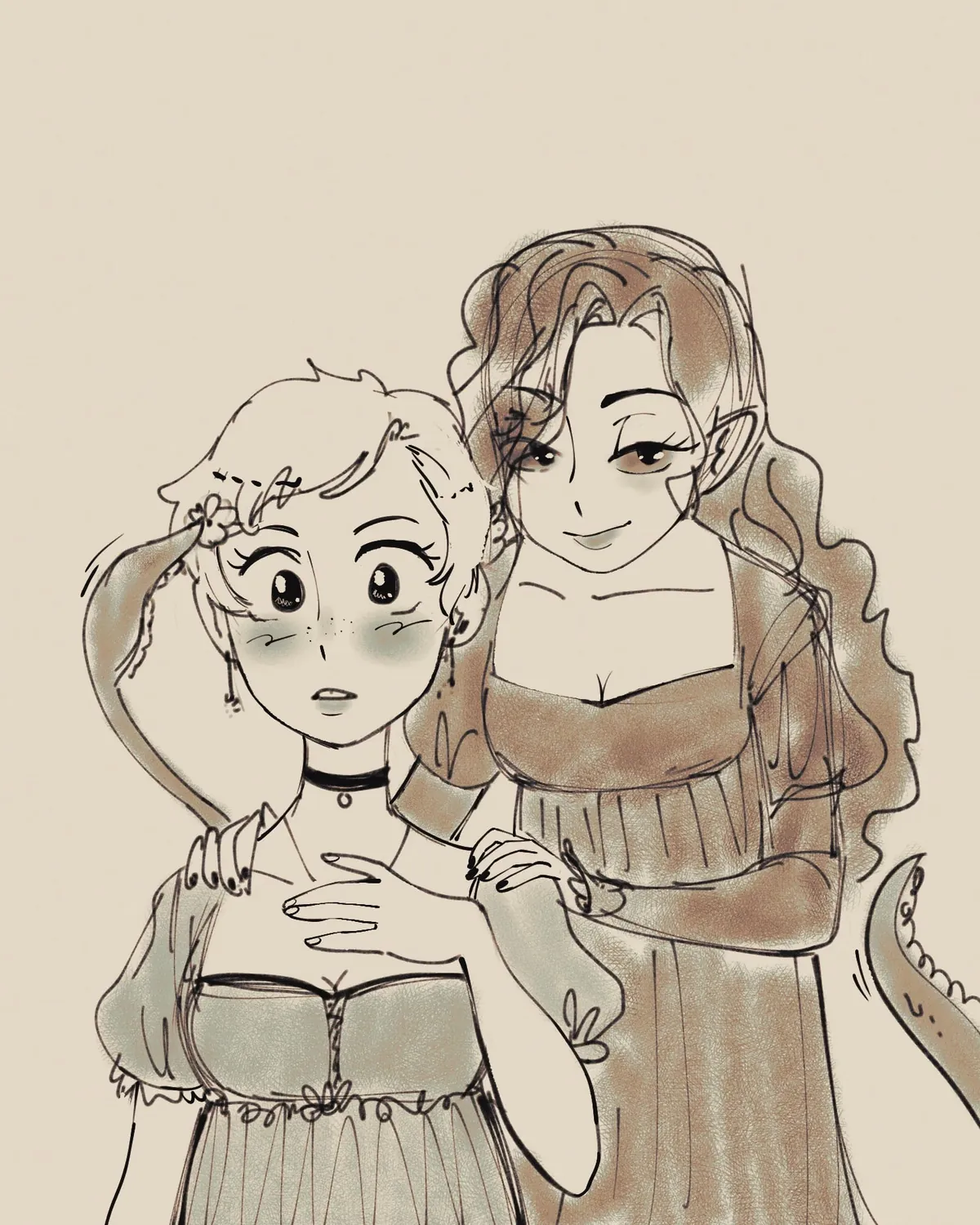 Tentacle lady and her maid (_myrarose_)
